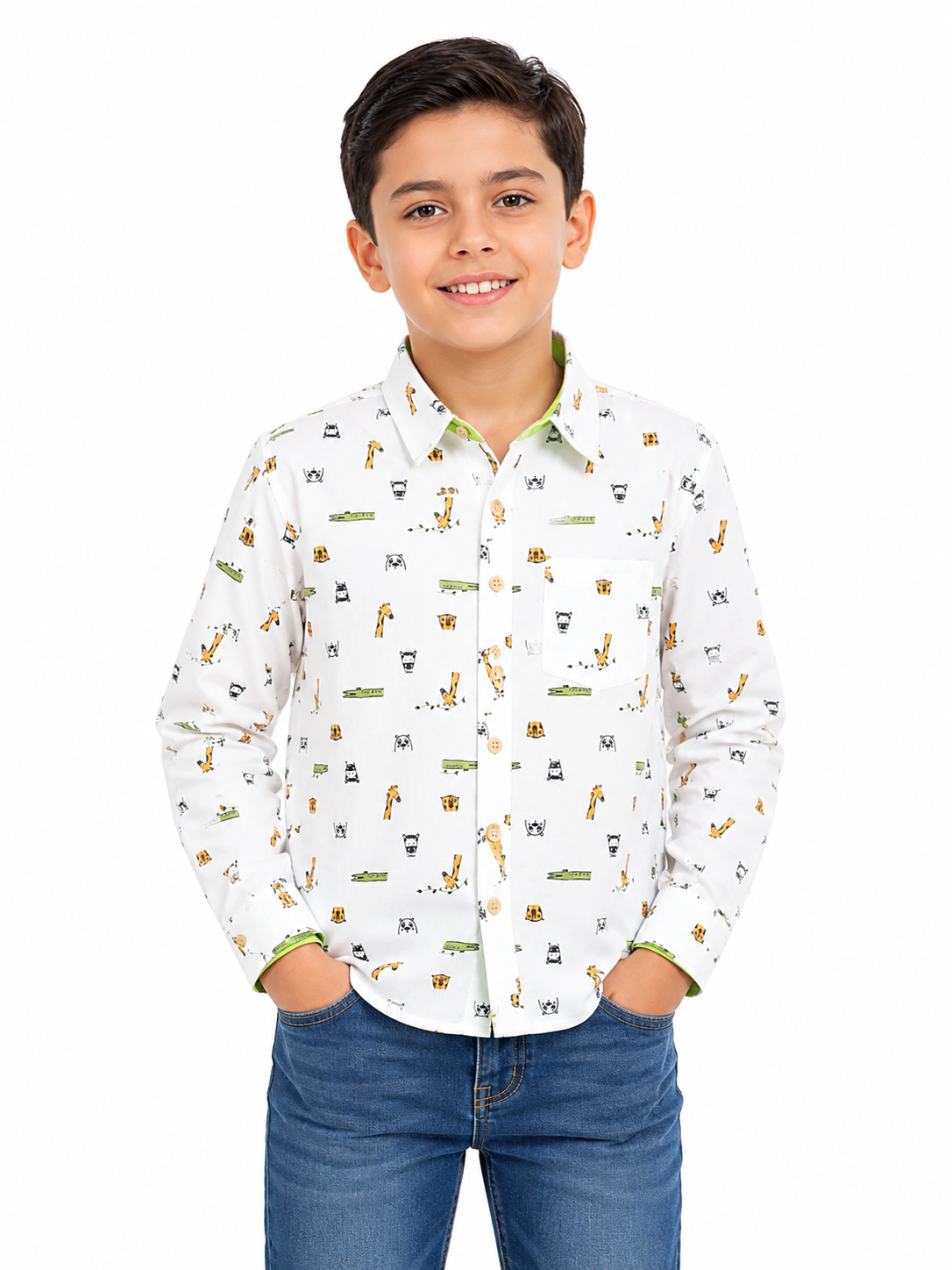Camisa niño estampado safari manga larga