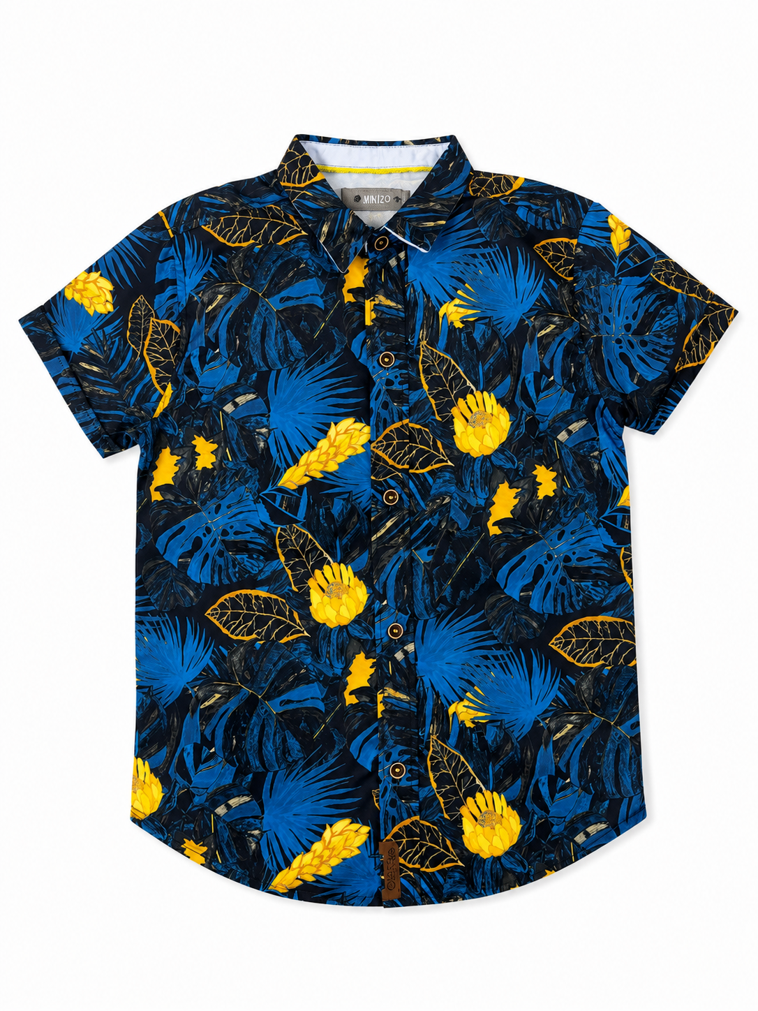Camisa niño estampado tropical manga corta casual