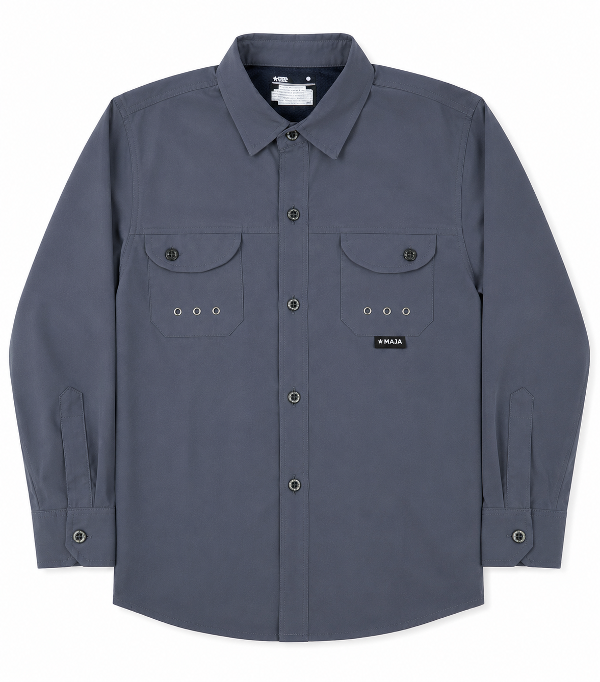 Camisa niño manga larga casual y botones color gris
