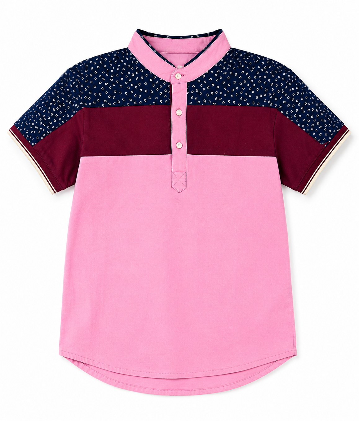 Camisa niño cuello redondo manga corta bicolor