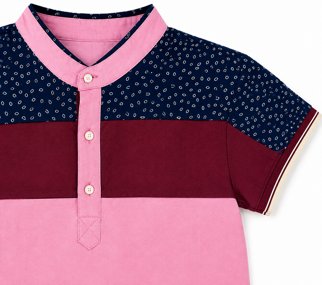 Camisa niño cuello redondo manga corta bicolor