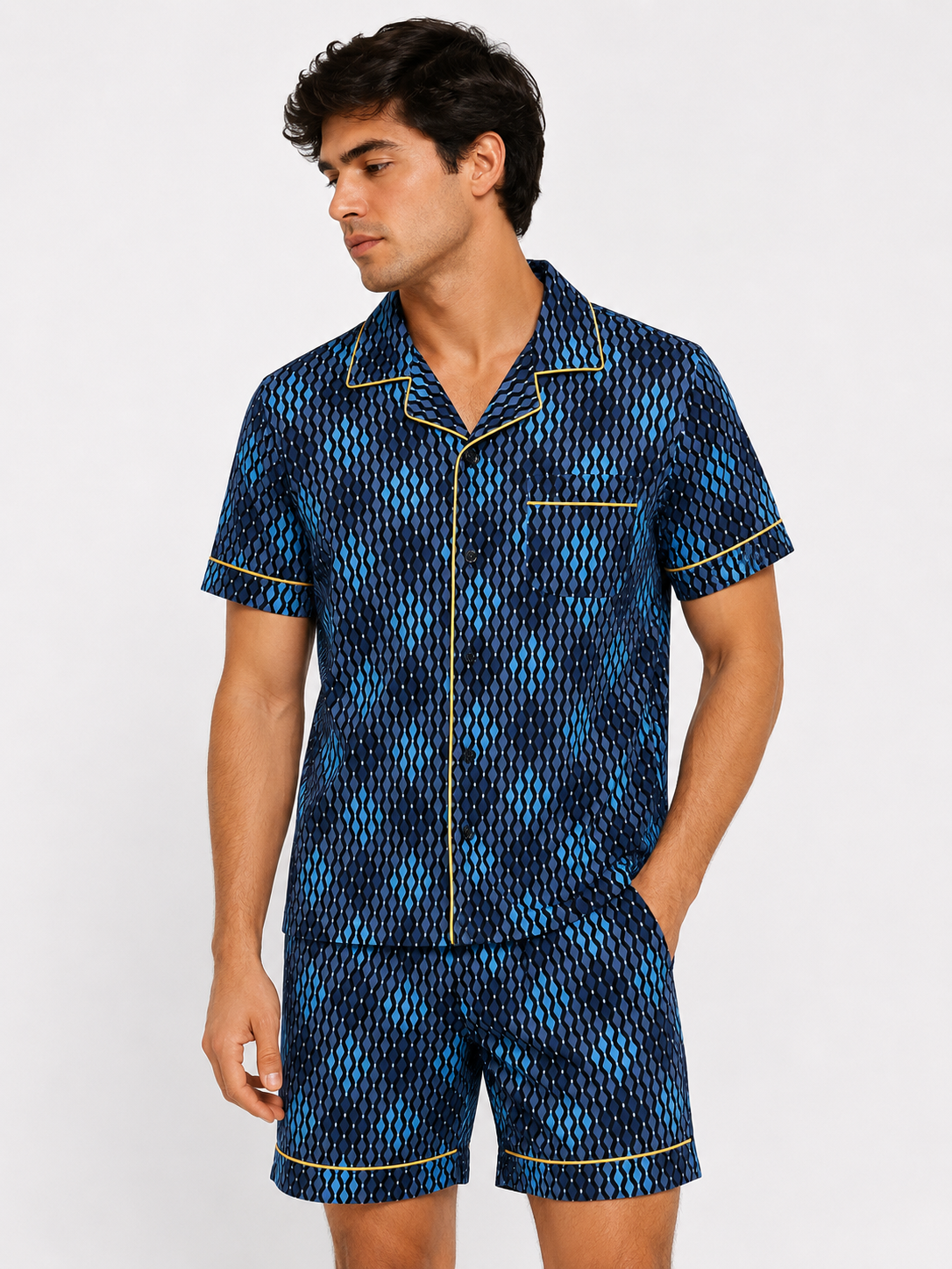 Pijama caballero azul con diseño mediana