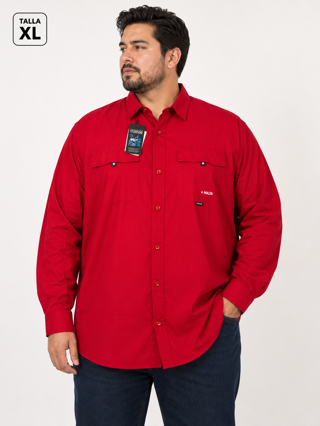 Camisa Caballero Roja MAJ@ Manga Larga