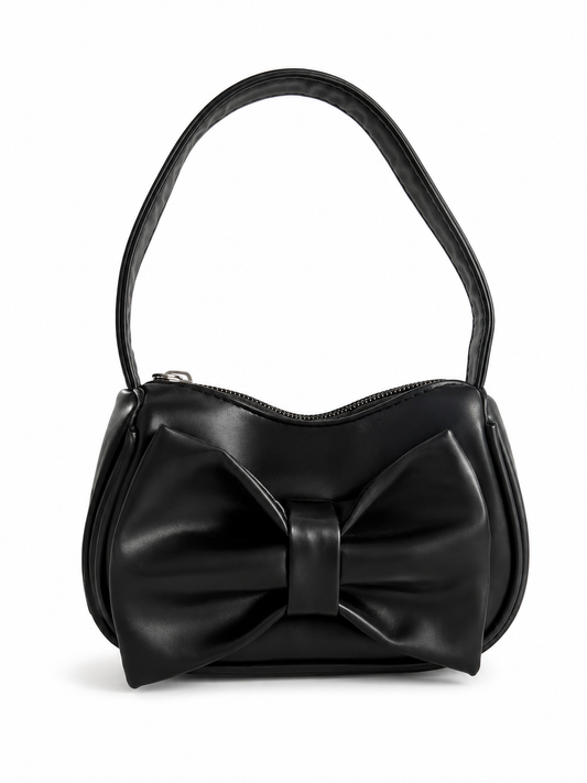 Bolsa Infantil Negra con Moño Decorativo