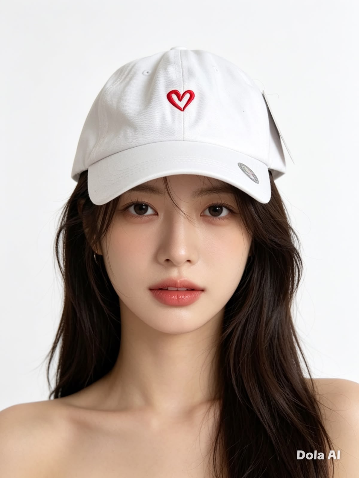 Gorra dama blanca corazón bordado