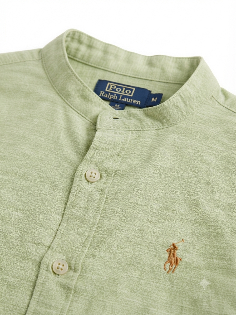 Camisa niño manga corta cuello redondo verde olivo