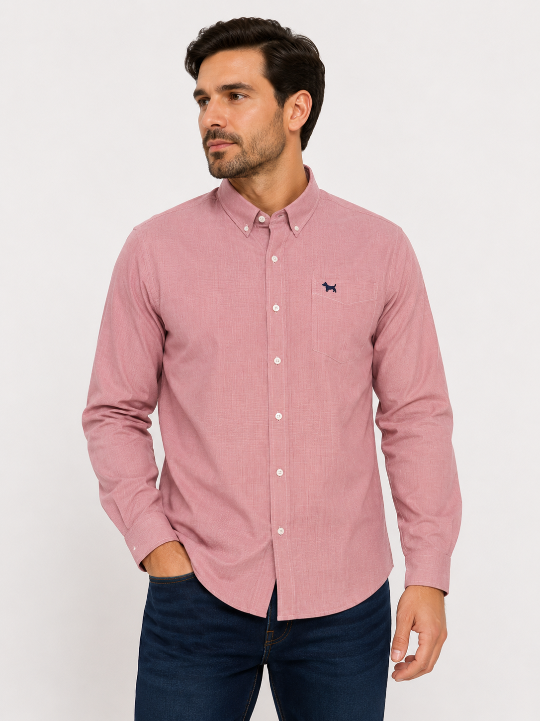 Camisa caballero XL Extra Grande PERR@ Ni mini cuadritos rosa