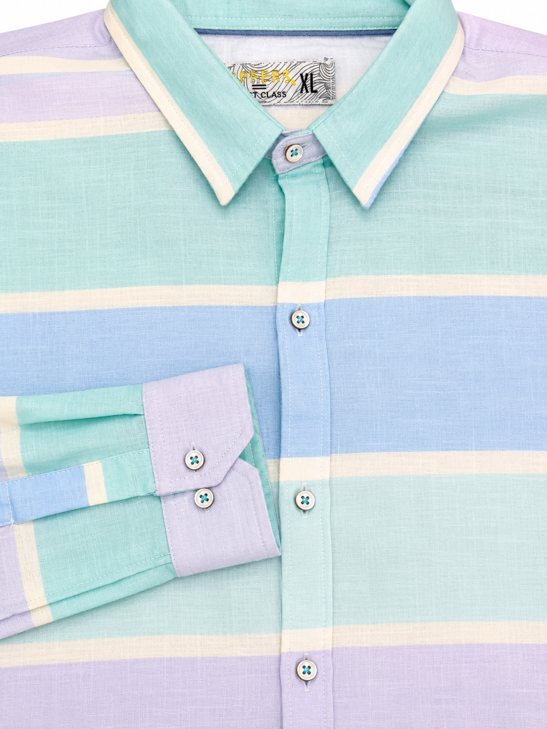 Camisa caballero XL Extra Grande FIFF@Rs Rayas tonos Aqua