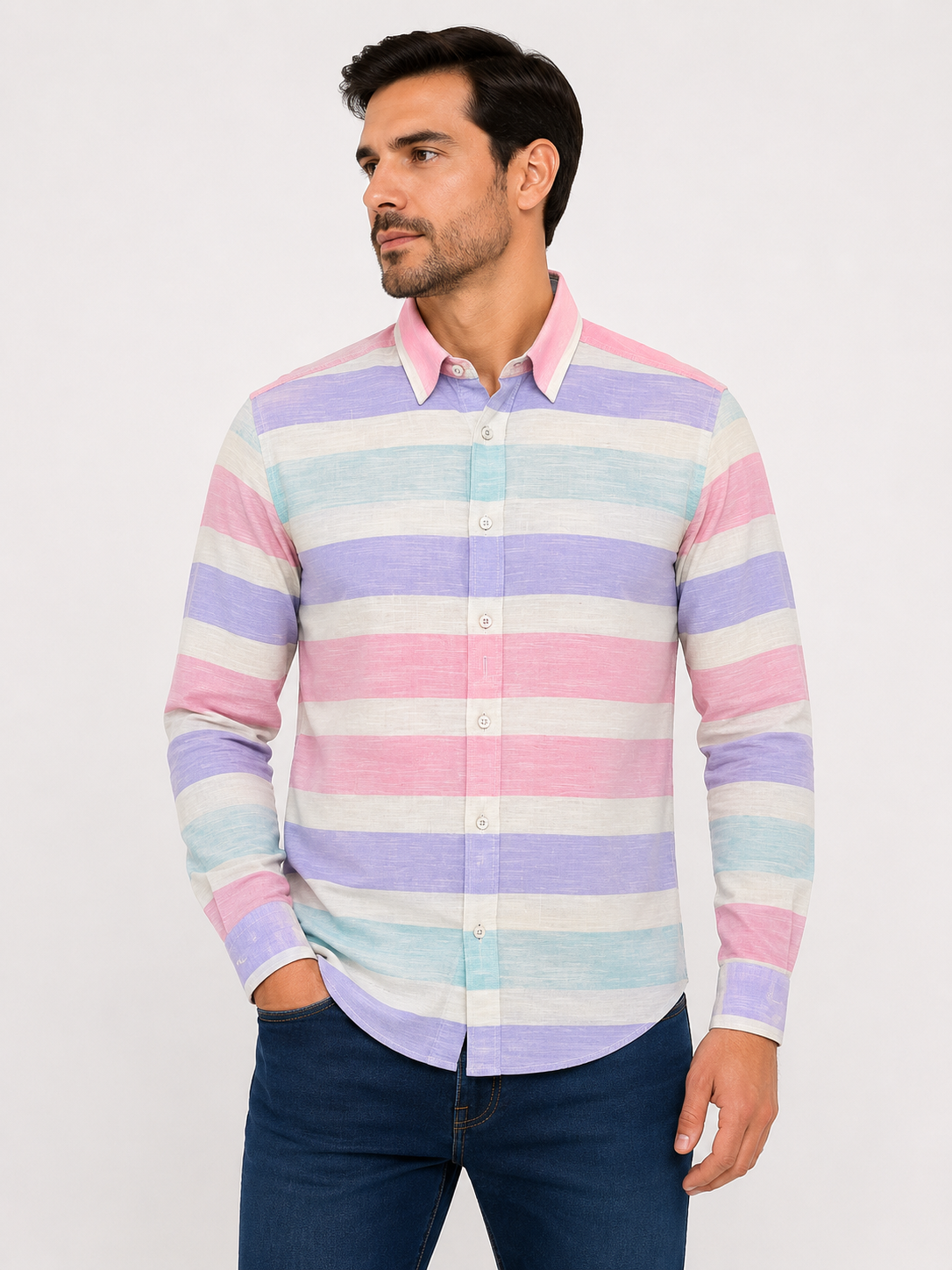 Camisa caballero XL Extra Grande FIR@ST Multicolores pastel
