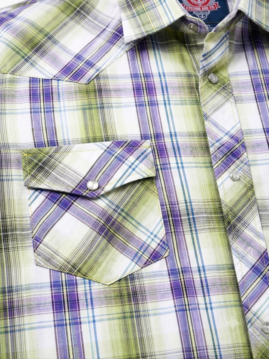 Camisa caballero 3XL NAVEGATI@N cuadros verdes con morado
