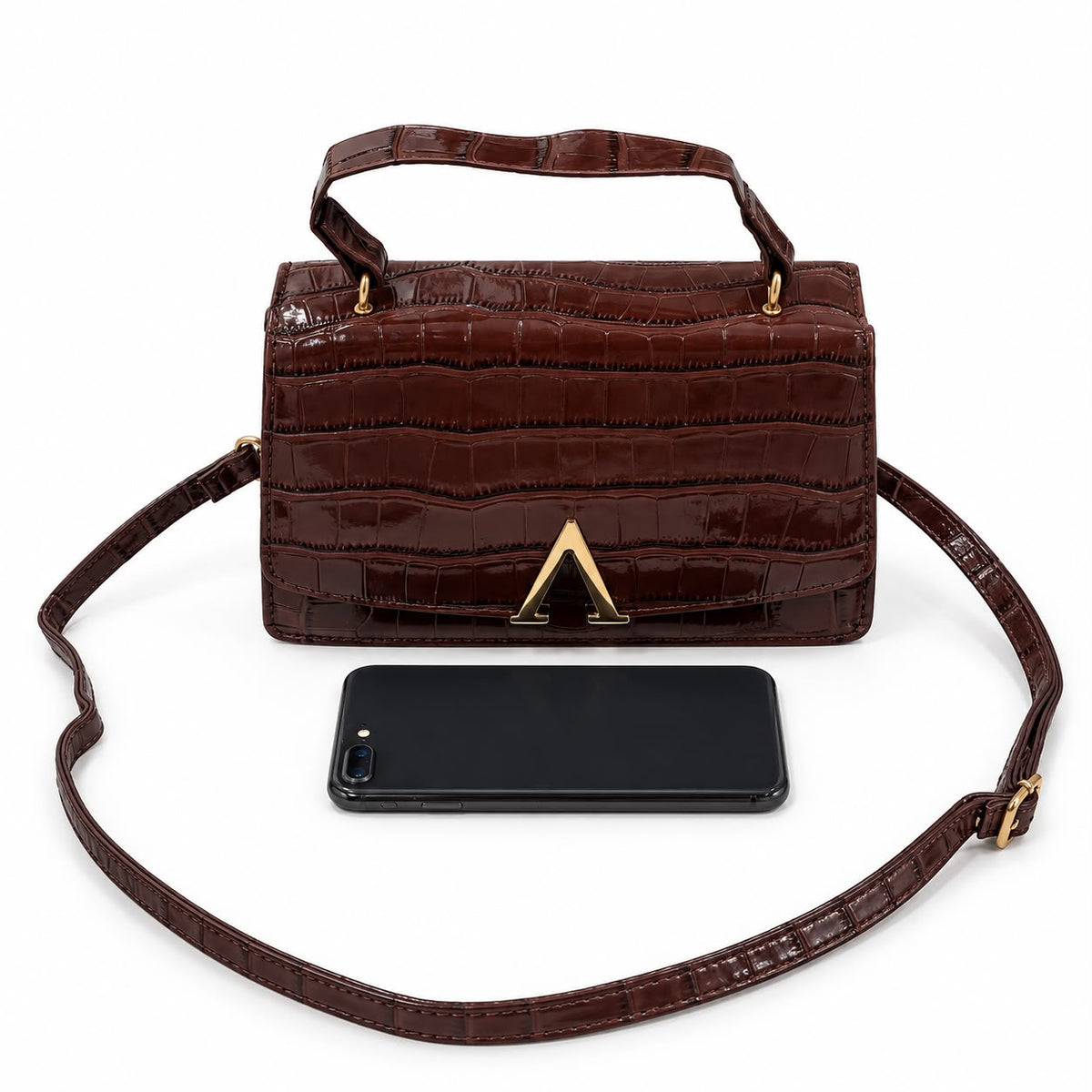 Bolsa dama café con textura tipo cocodrilo 🤎✨