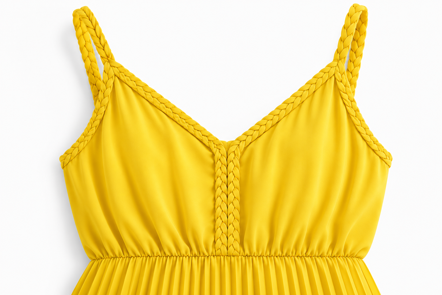 Vestido Largo dama Plisado chico Tono Amarillo MostazaLUL@ L@VE
