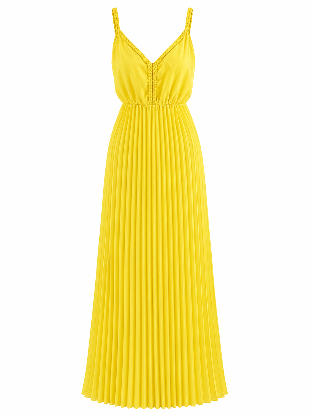 Vestido Largo dama Plisado chico Tono Amarillo MostazaLUL@ L@VE