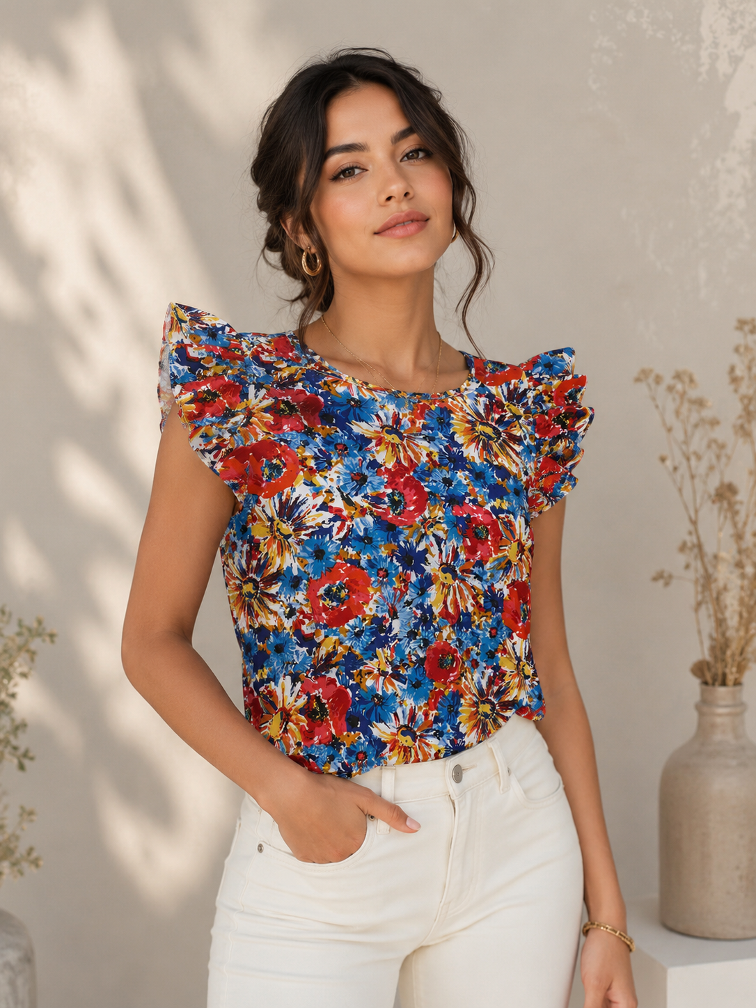 Blusa dama extra chica floreada
