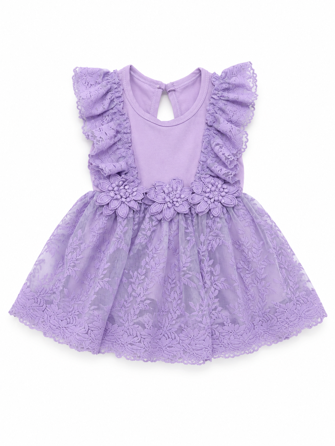 Vestido Mameluco de Encaje para Bebé Color Lila NIÑA MESES