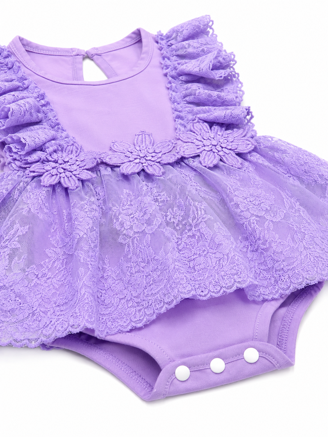 Vestido Mameluco de Encaje para Bebé Color Lila NIÑA MESES