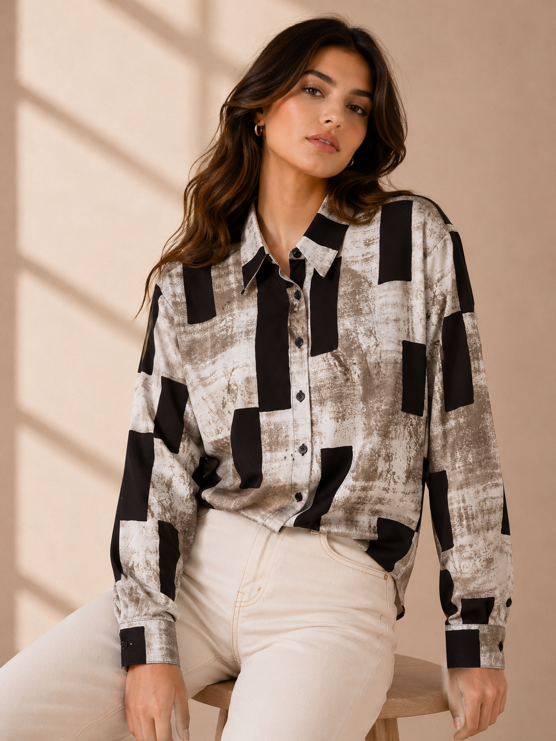 Blusa dama chica talla café con negr@