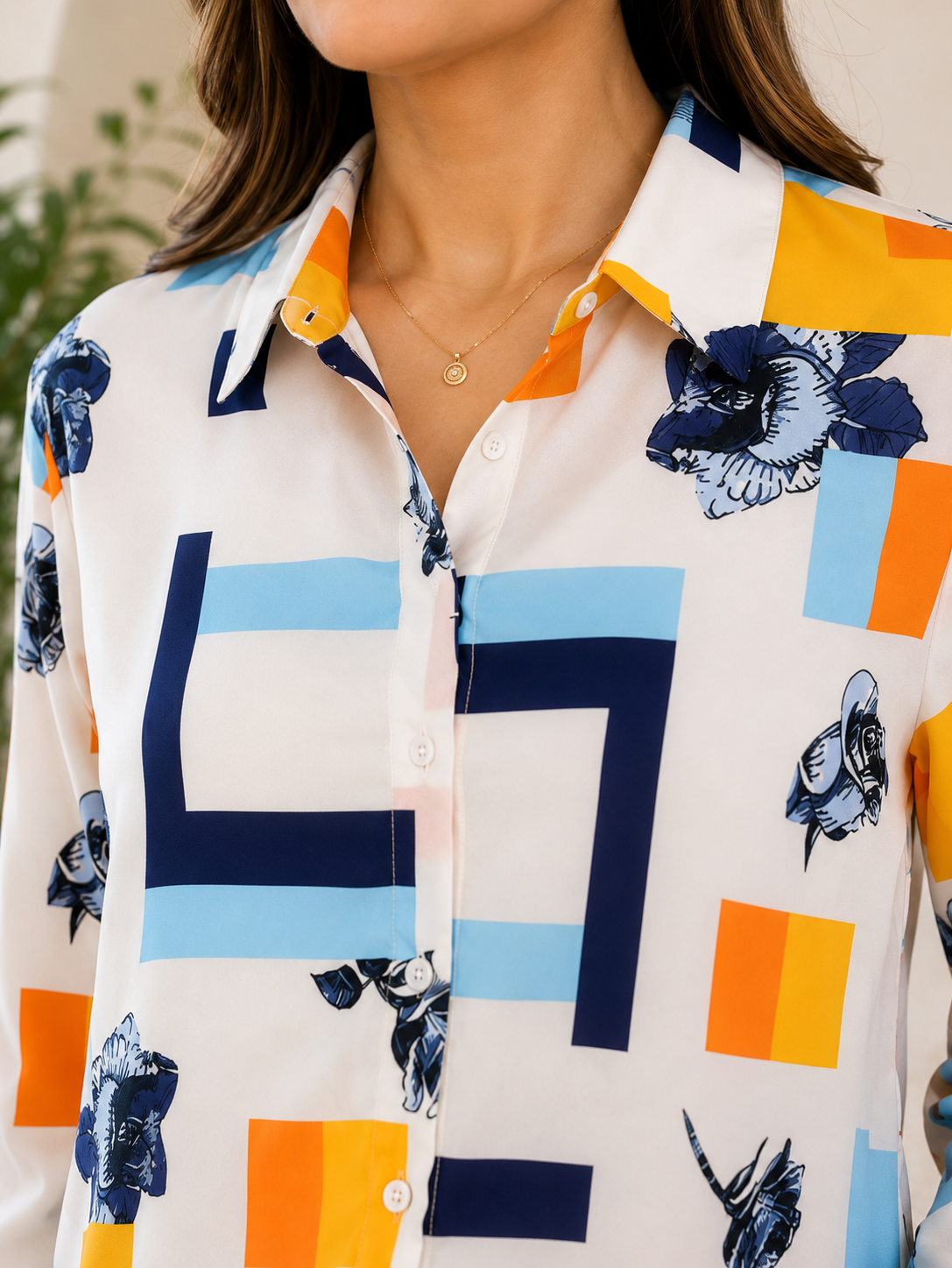 Camisa dama geometría floral