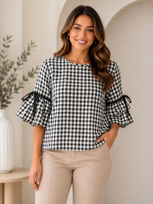 Blusa dama mediana cuadros Vicky