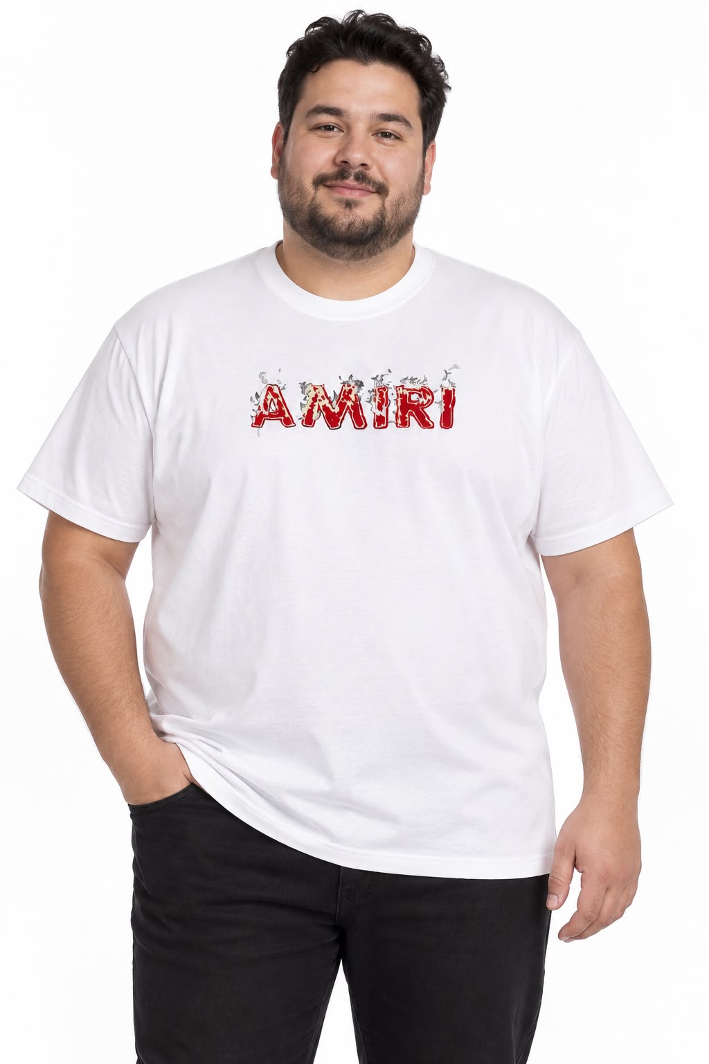 Playera caballero de manga corta con estampado frontal