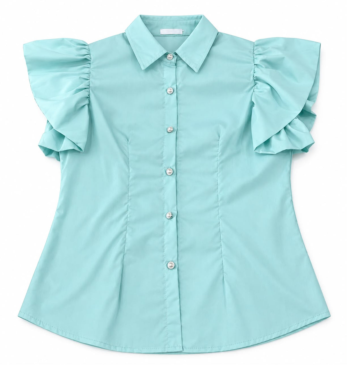 Blusa dama de manga corta con olanes