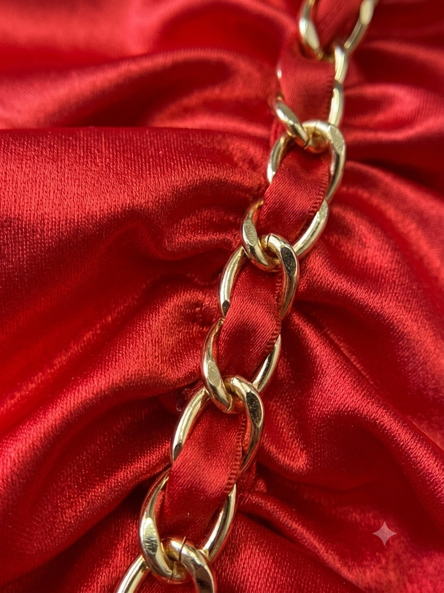 Blusa dama satinada con detalle de cadena