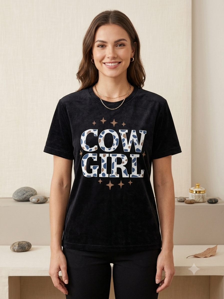 Blusa dama “Cow Girl” negra unitalla