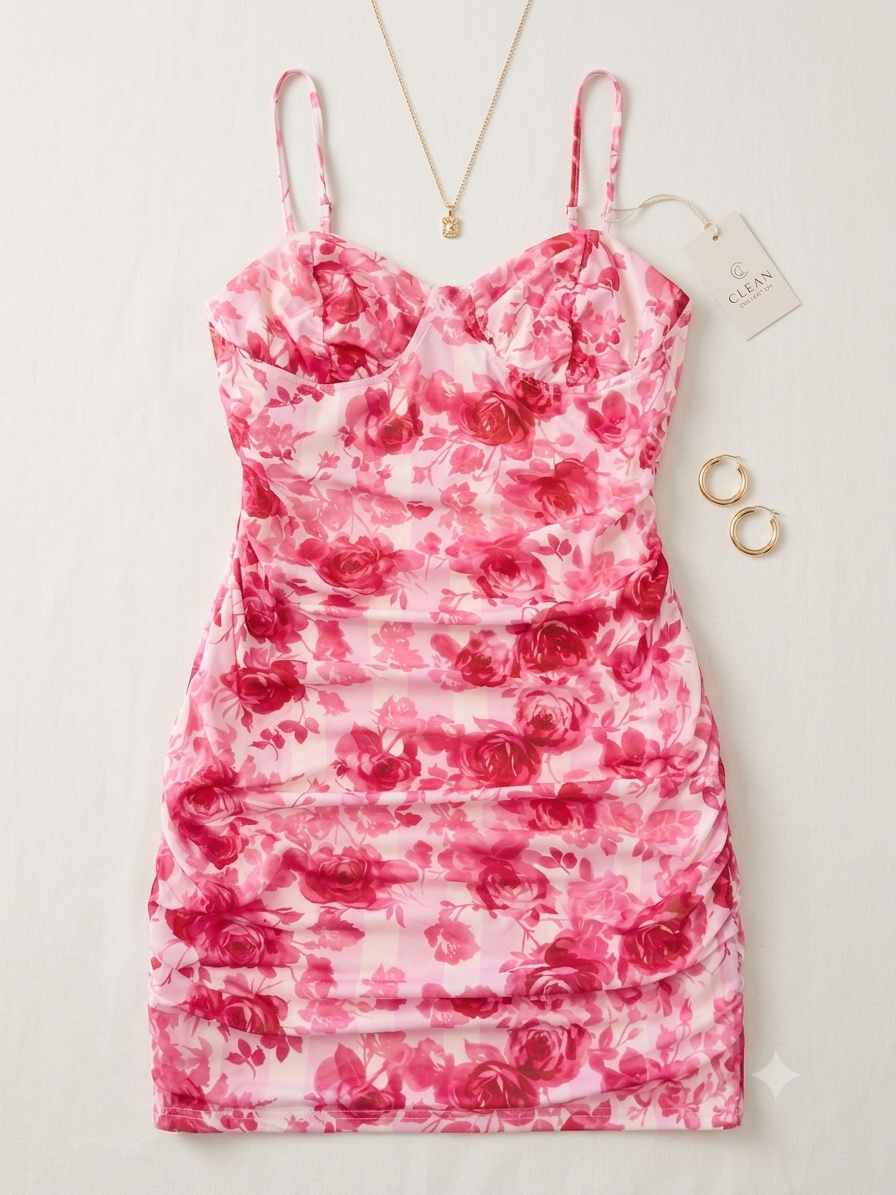 🌸 Vestido dama corto floral con tirantes ajustables
