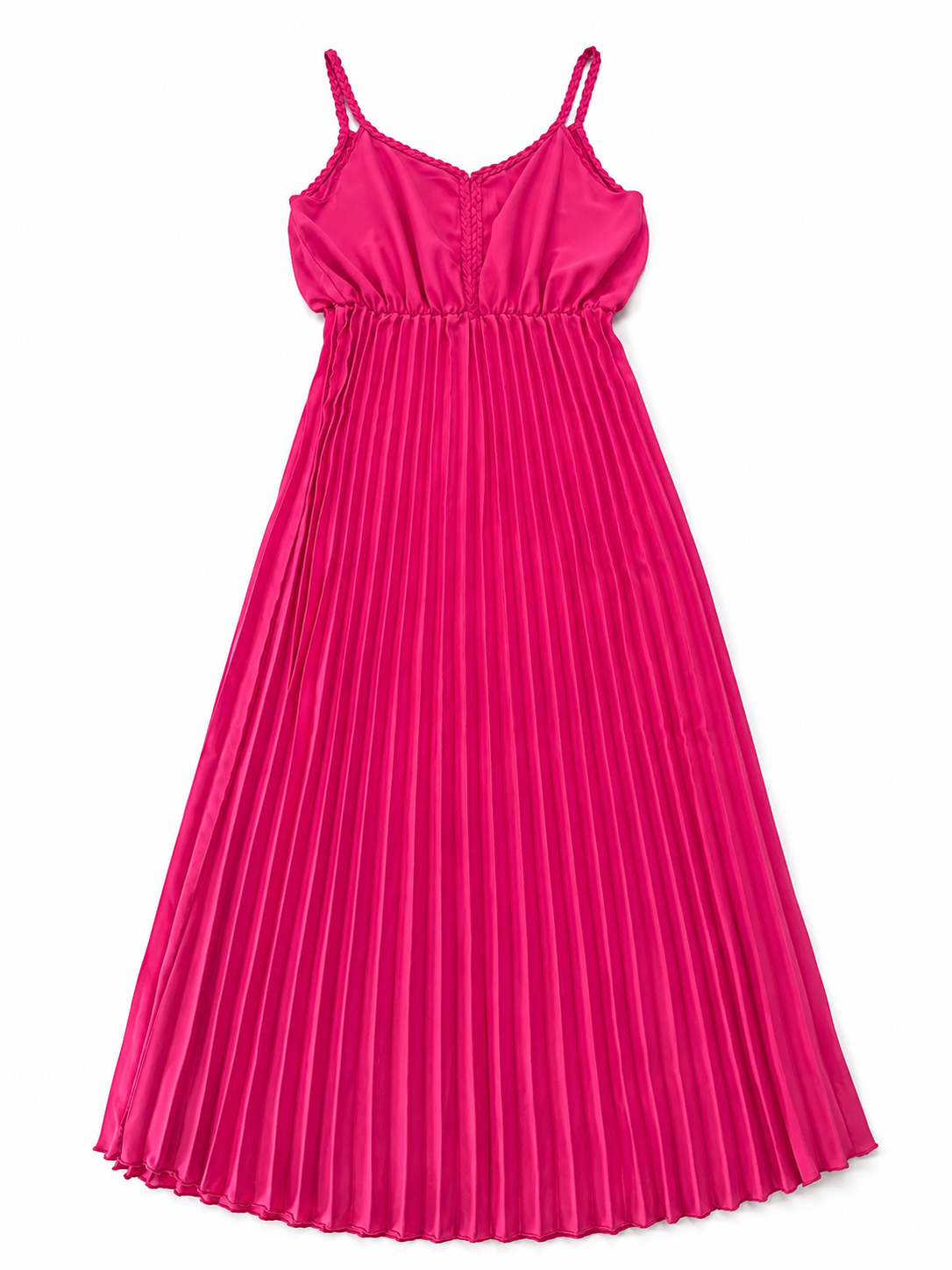 💖 Vestido Dama Maxi Plisado Fucsia 💖
