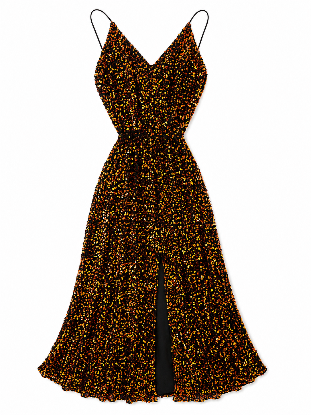 ✨🖤 Vestido Dama Largo de Lentejuelas Negro con Destellos Dorados ✨🖤