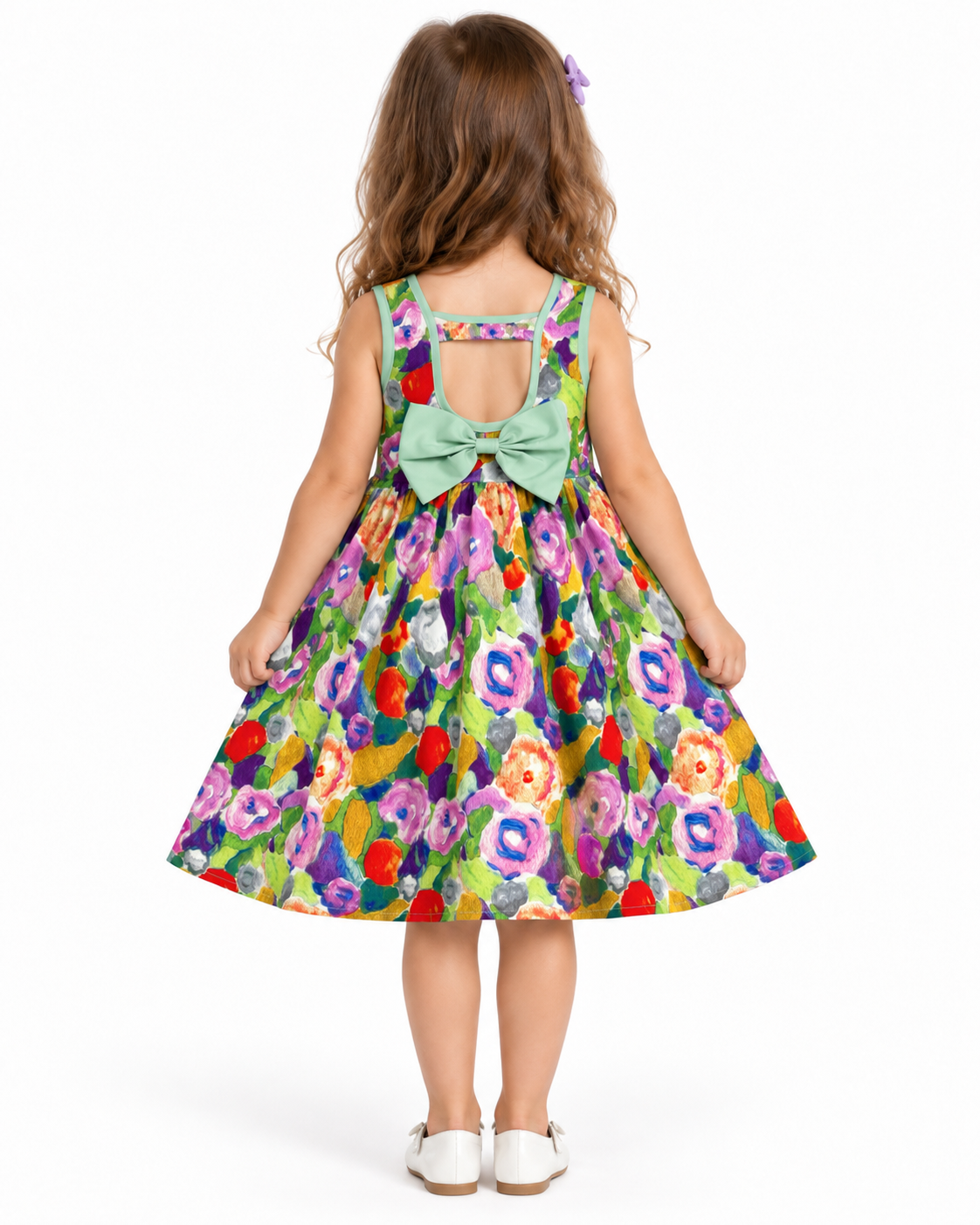 Vestido niña floral con moño en espalda