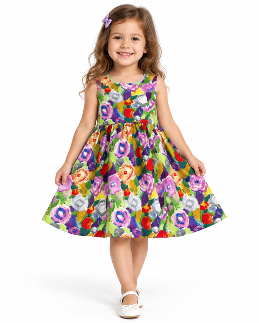 Vestido niña floral con moño en espalda