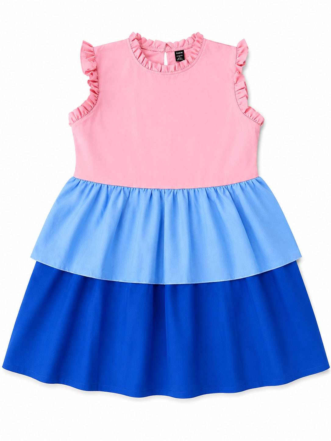 💗💙 Vestido Dama Corto Bicolor con Volantes 💙💗