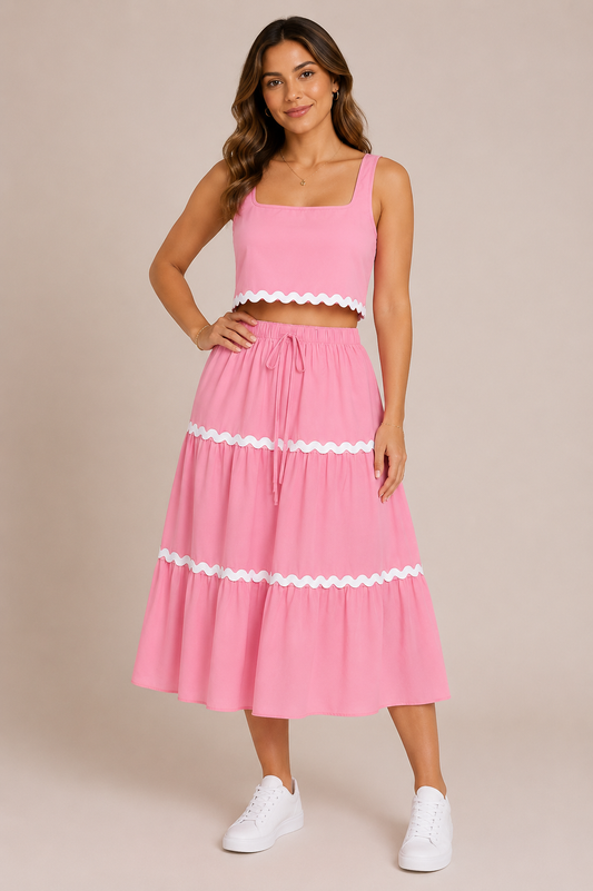 💗Set Dama Rosa – Top & Falda