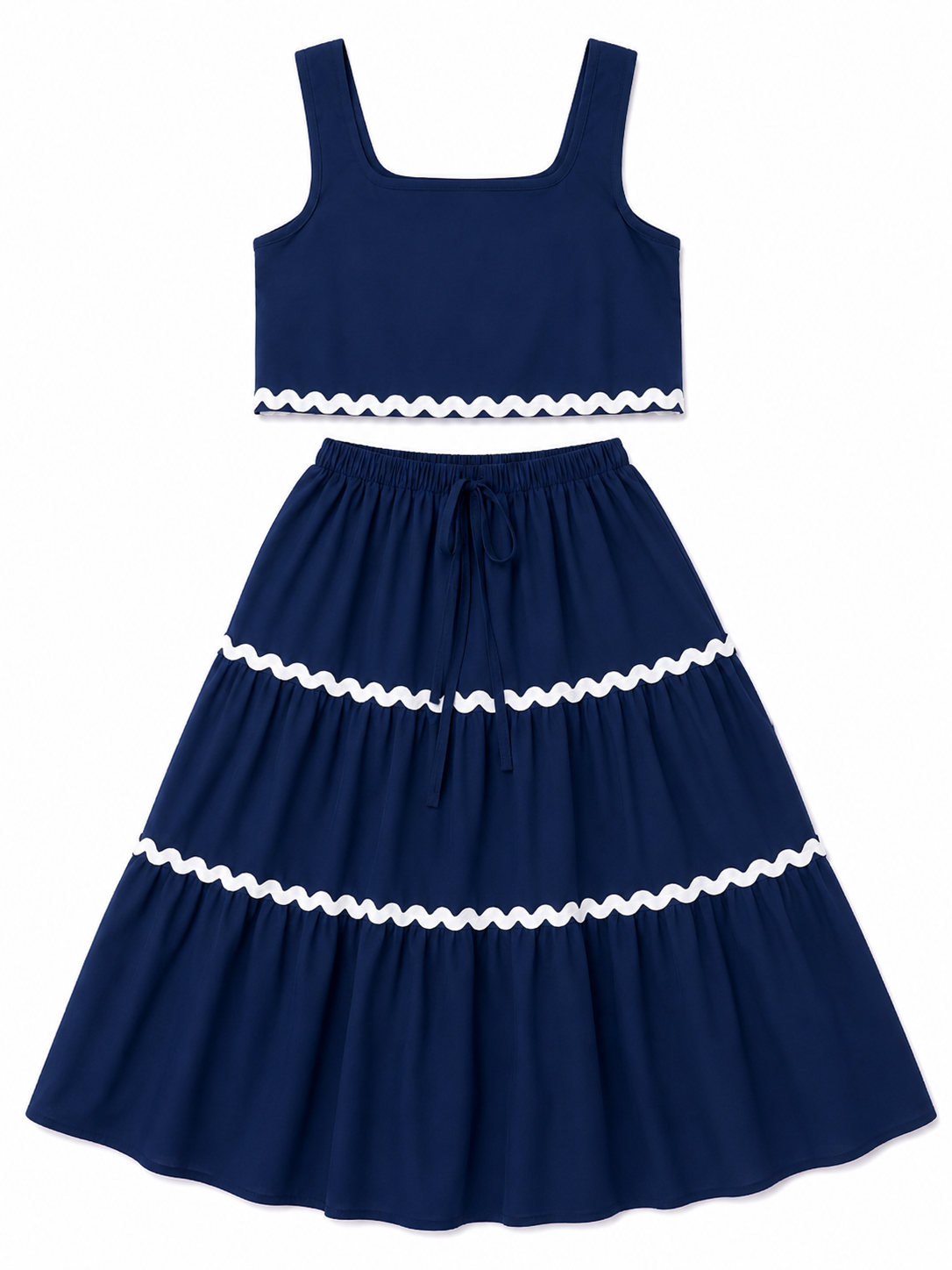 💙 Conjunto Dama Azul Marino – Top & Falda