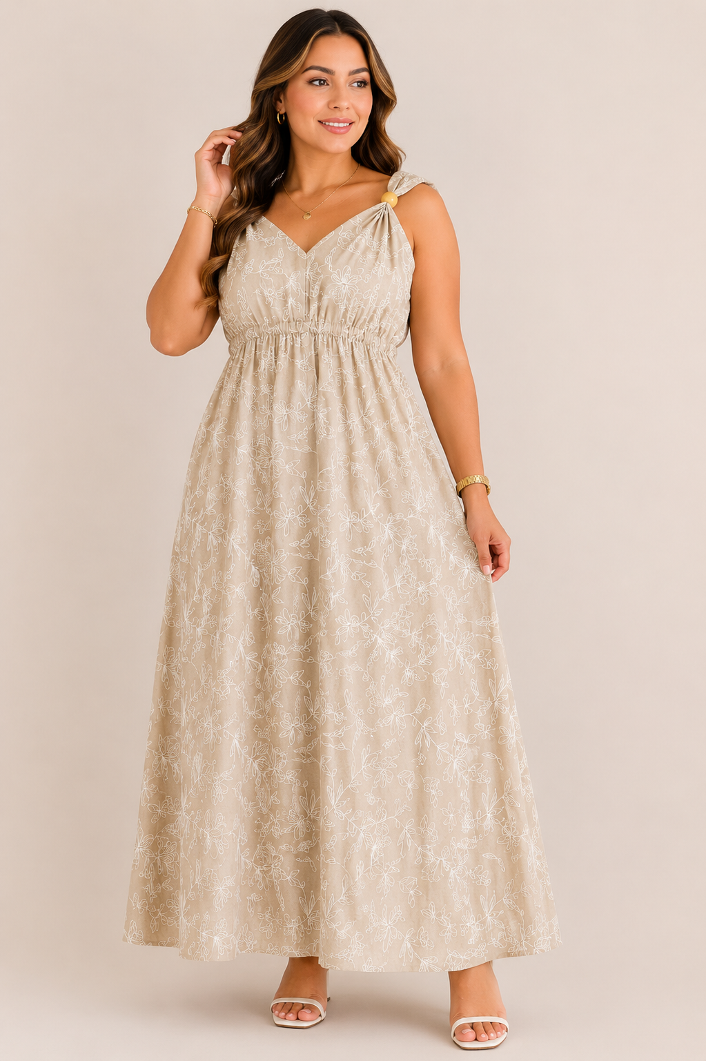 ✨ Vestido Dama Largo Bordado  🤍🌿