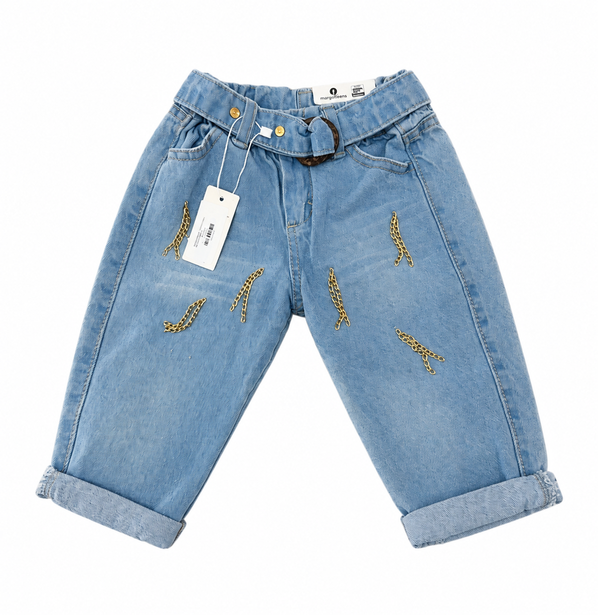 Pantalón niña de mezclilla con detalles dorados ✨