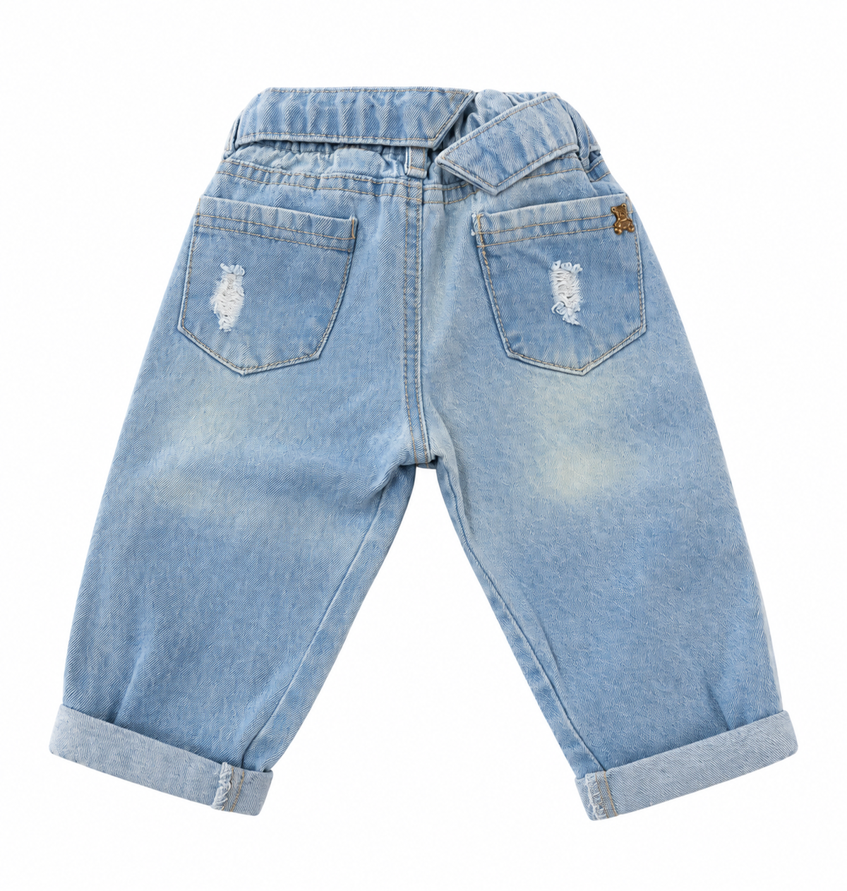 Pantalón niña de mezclilla con detalles dorados ✨