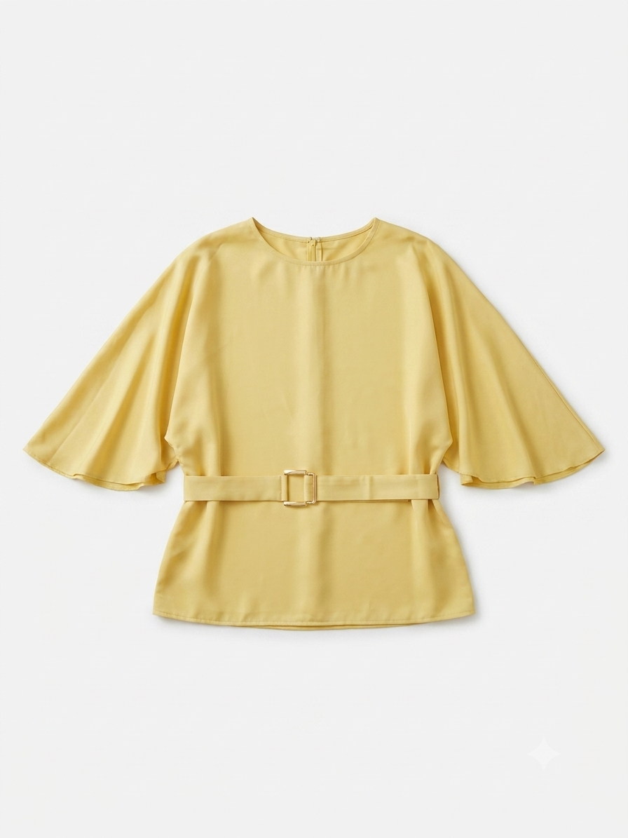 ✨ Blusa Dama Amarilla con Cinturón💛
