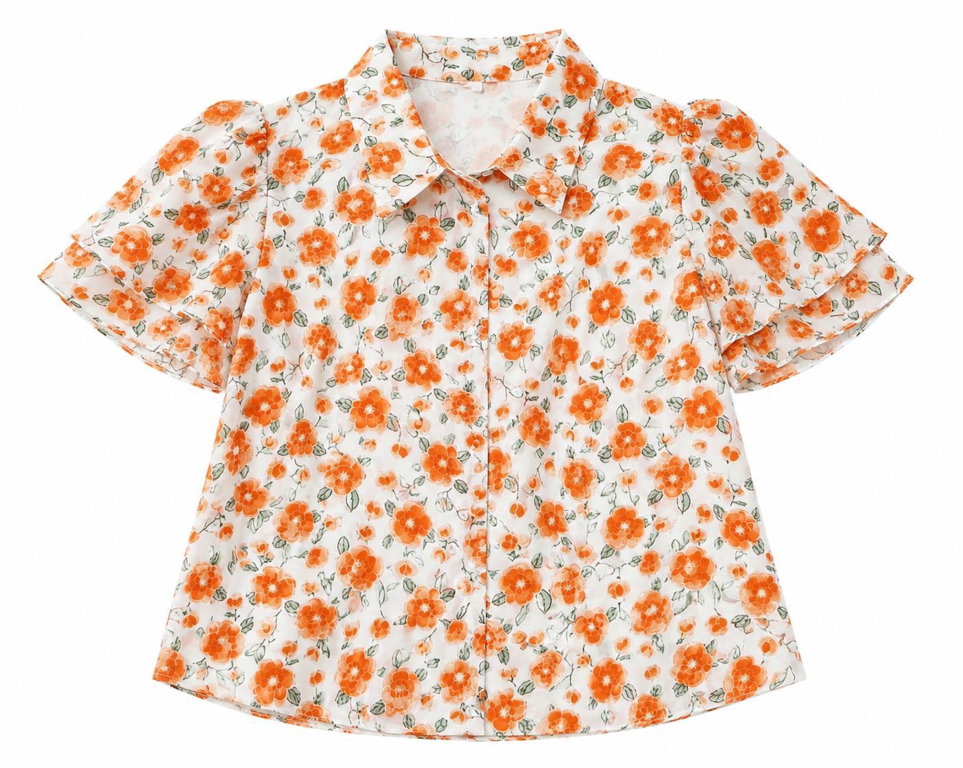 🌼🧡 Blusa Dama Floral con Estampado de Flores Naranjas 🧡🌼
