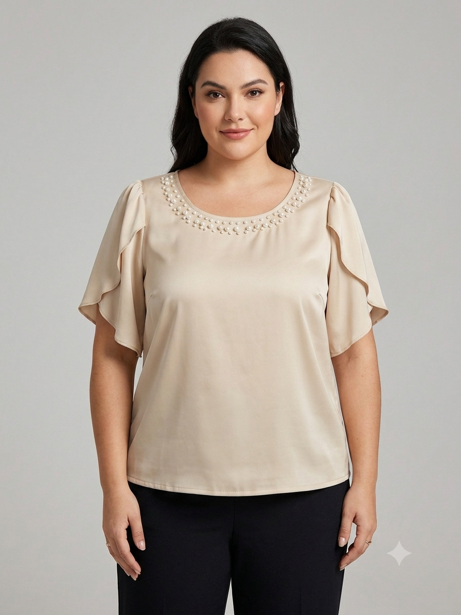 🤍✨ Blusa dama con detalle de perlas ✨🤍