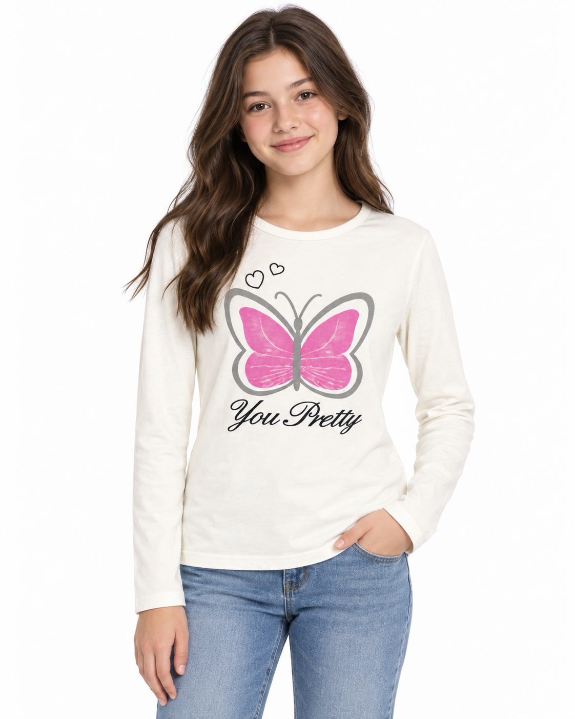 💗 OFERTA – Blusa niña manga larga con mariposa