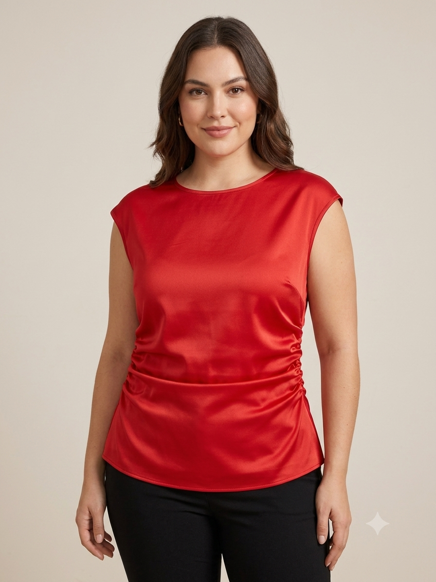 ❤️ Blusa Dama Satinada Fruncida – Elegancia que realza tu figura ❤️