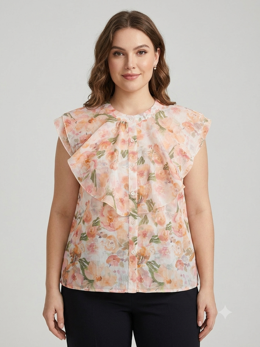 🌸 Blusa Dama Floral con Olanes – Delicadeza y frescura para cualquier ocasión 🌸
