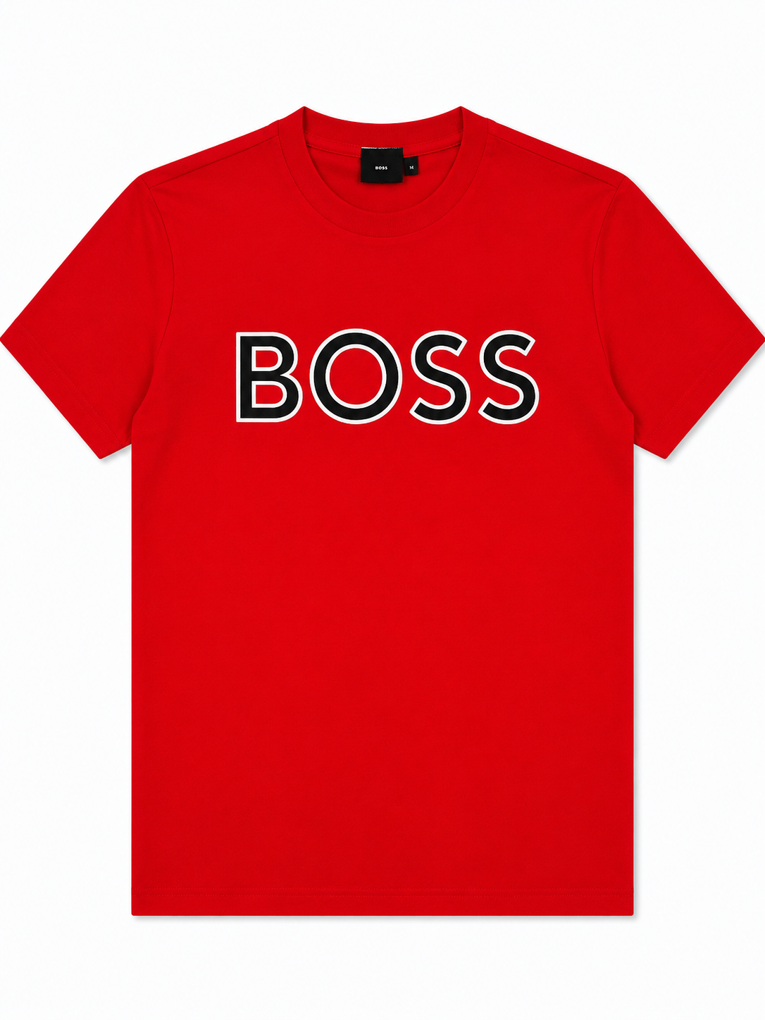 Playera caballero roja con negro cuello redondo  B@SS