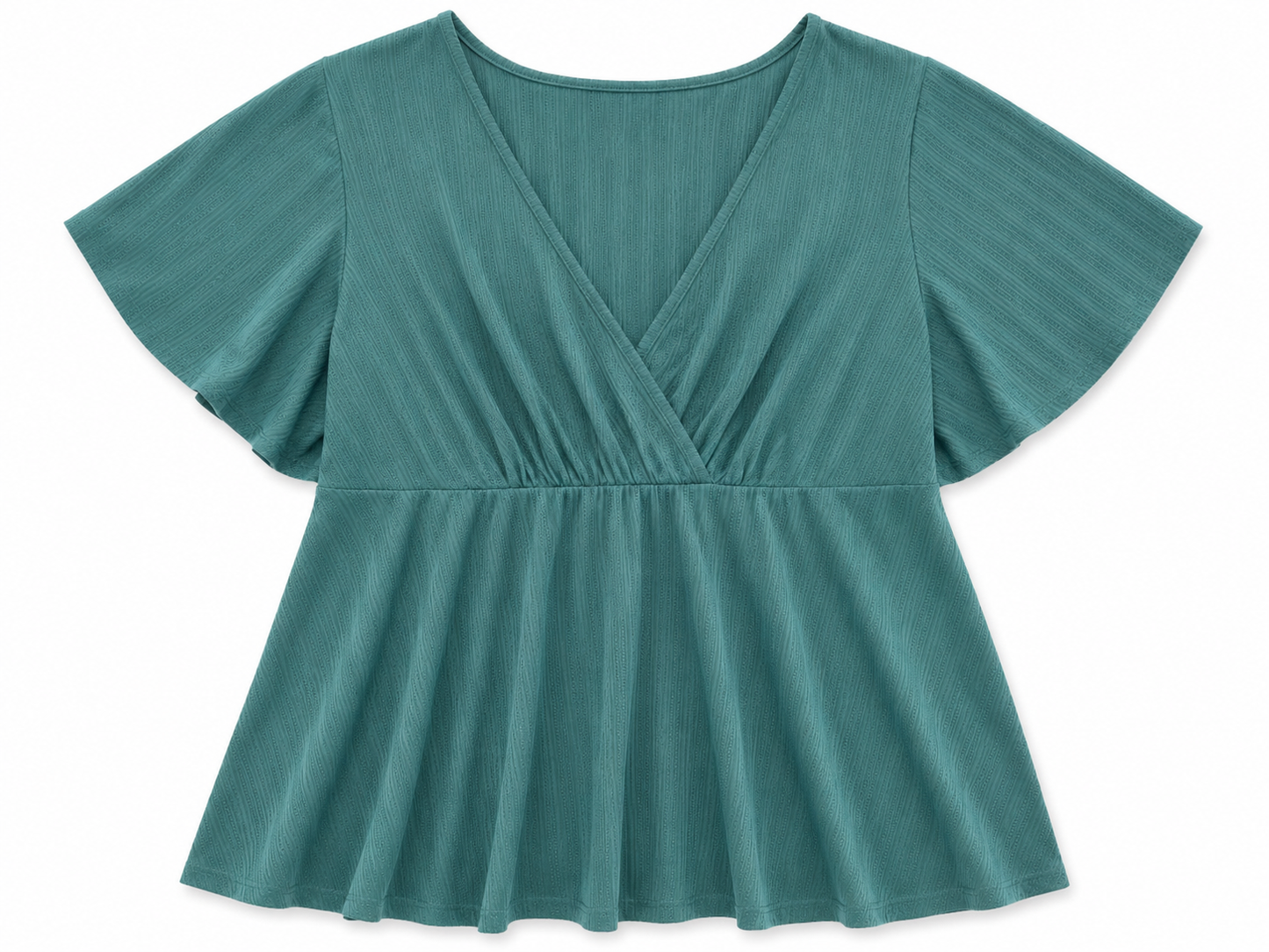 Blusa Dama Verde Jade Texturizada con Escote Cruzado