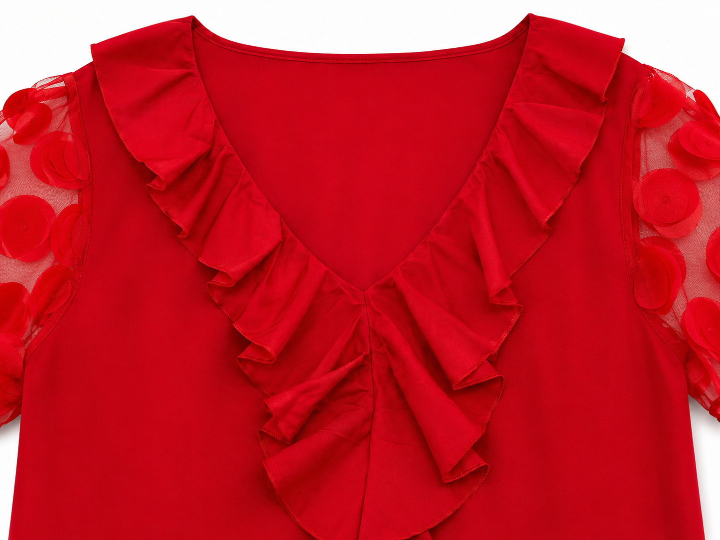 Blusa Dama Elegancia Floral Roja