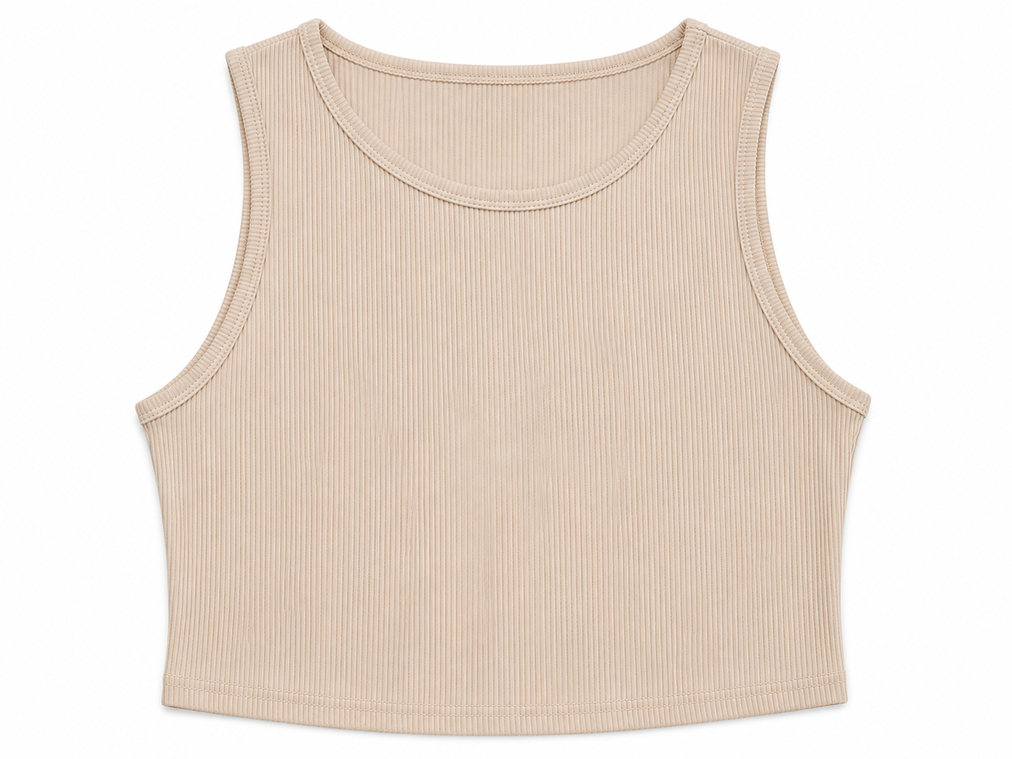 Blusa Dama Crop Rib Nude Cuello Alto