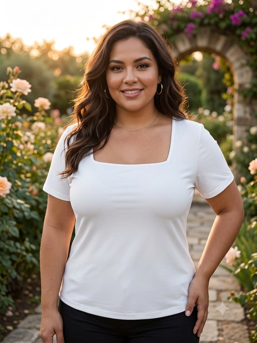Blusa Dama extra grande XL cuello cuadrado