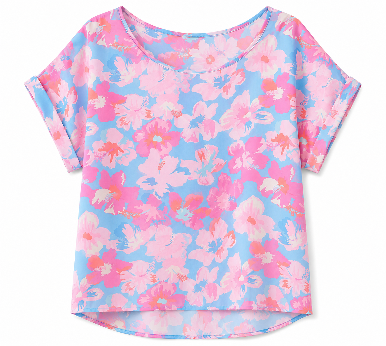 Blusa Dama floral cielo rosa